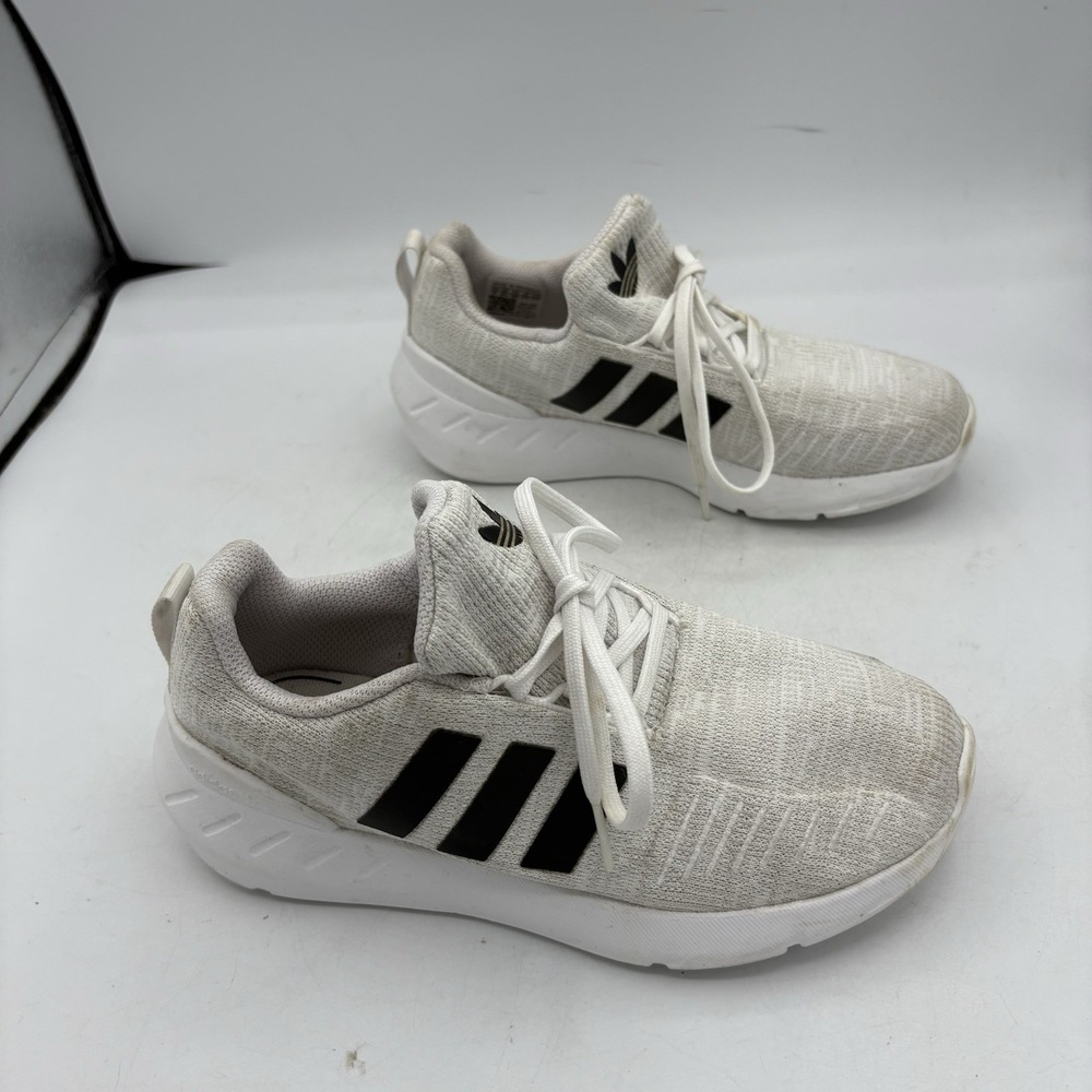 Adidas Shoes Boys Size 3 Swift Run 22 Kids Youth Grey White Sneakers - Picture 7 of 10